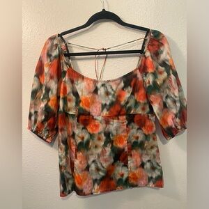 J. Crew  Squareneck Liberty Fabric Hazy Days Floral 100% cotton   Blouse Size 2‎